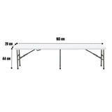 Banca plegable MODAMOB, largo 1.83mts, ancho 28cm, alto 43.5cm, tubo grosor 22mm, color blanco