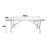 Mesa plegable MODAMOB FLEXBOARD 244, 2.440x760x740cm, calibre 25mm, 4.3cm grosor, blanco