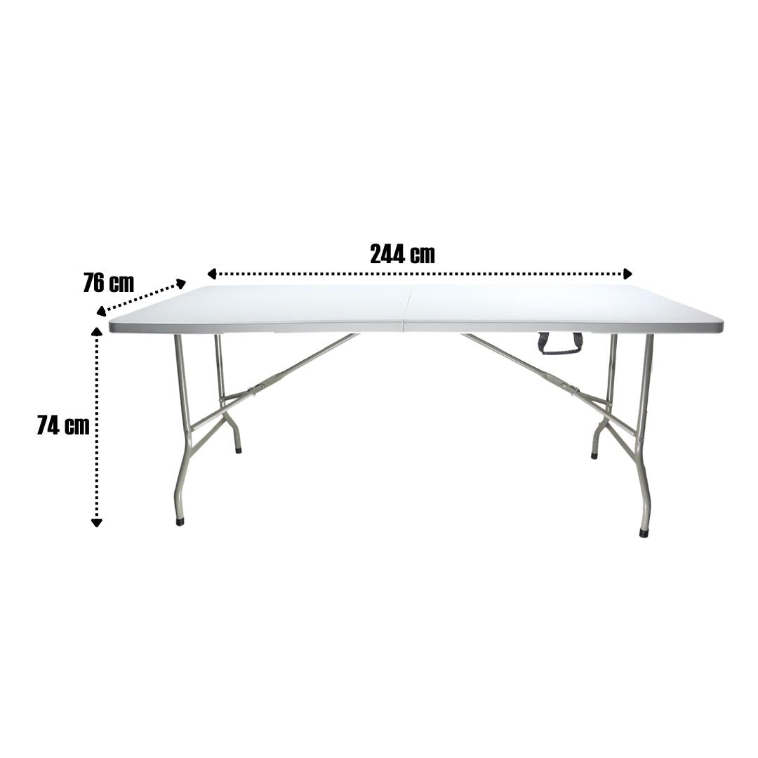 Mesa plegable MODAMOB FLEXBOARD 244, 2.440x760x740cm, calibre 25mm, 4.3cm grosor, blanco