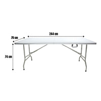 Mesa plegable MODAMOB FLEXBOARD 244, 2.440x760x740cm, calibre 25mm, 4.3cm grosor, blanco