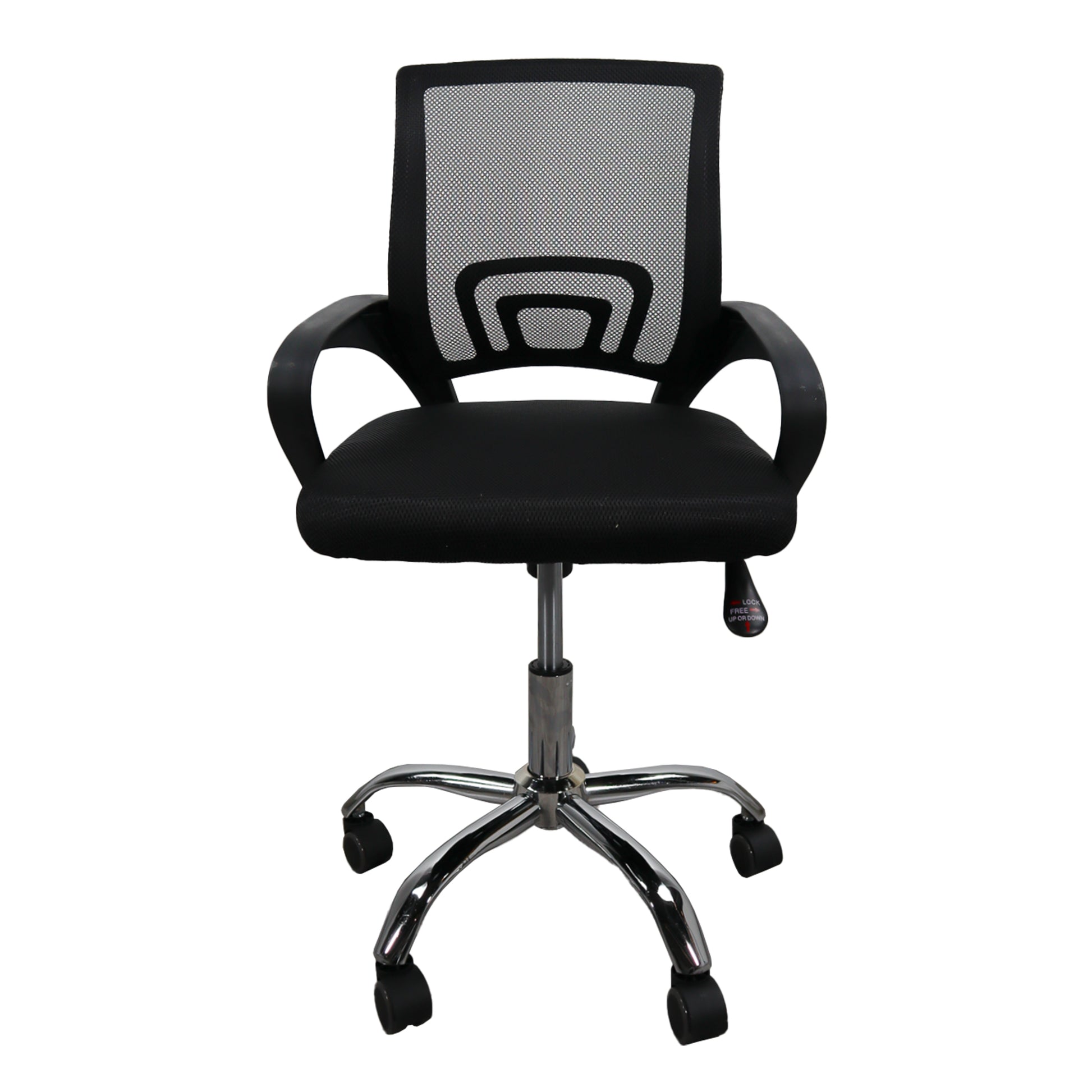 Silla gerencial MODAMOB, modelo EVEREST, respaldo de malla, reposabrazos, piston de gas C3 120Kg, base metalica con 5 ruedas, color negro