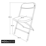 PACK 5 Sillas plegables MODAMOB RAVEN, Reforzadas, 47cmx45cmx82cm, tubo 19mm, negras, hasta 120kg