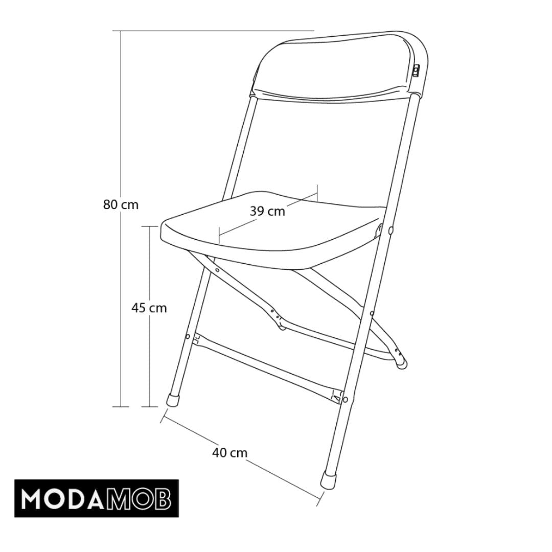 PACK 5 Sillas plegables MODAMOB RAVEN, Reforzadas, 47cmx45cmx82cm, tubo 19mm, negras, hasta 120kg