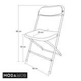 PACK de 10 Sillas plegables MODAMOB RAVEN, negras, Reforzadas, 47 x 45 x 82cm, tubo 19mm, calibre 18, hasta 120kg