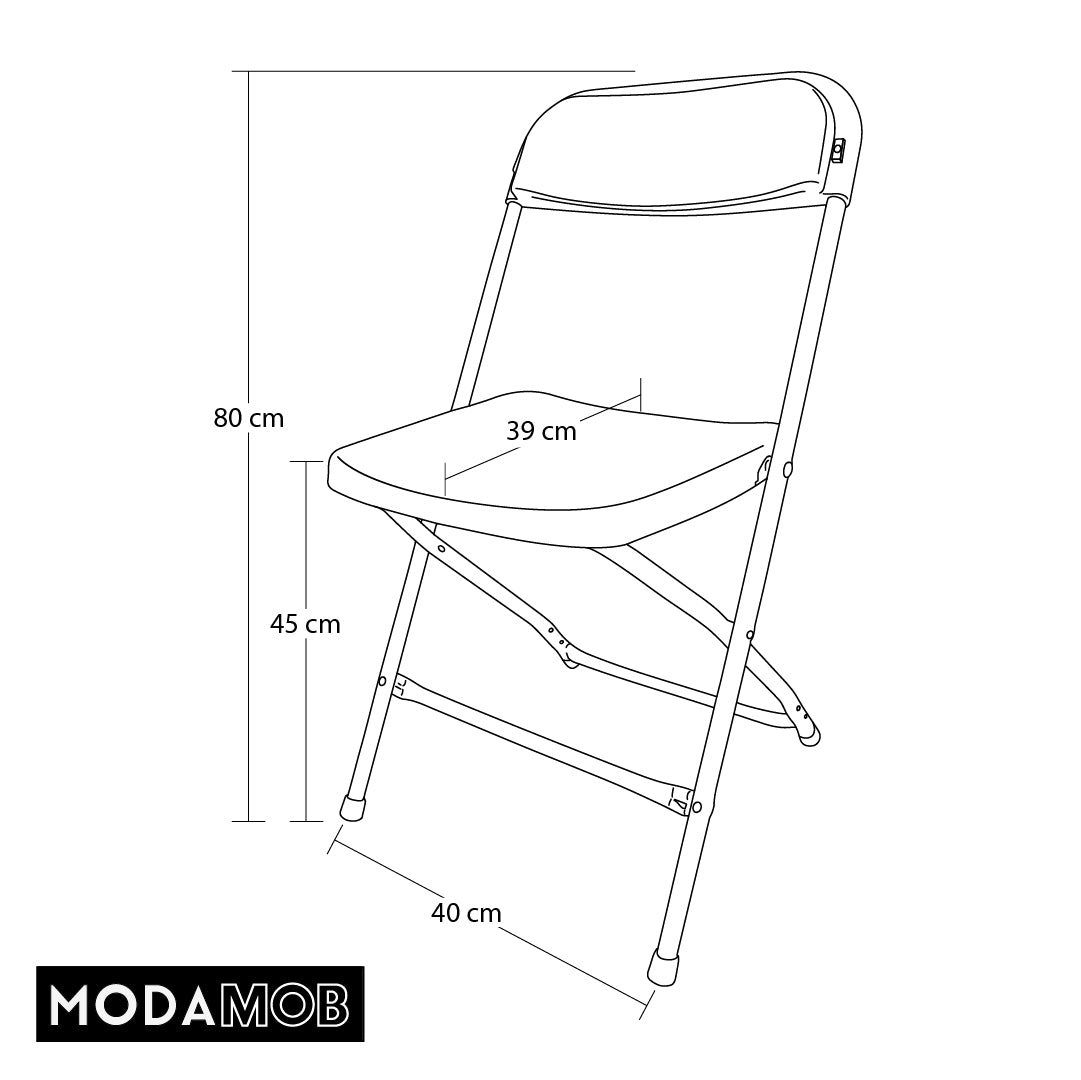 PACK de 10 Sillas plegables MODAMOB RAVEN, negras, Reforzadas, 47 x 45 x 82cm, tubo 19mm, calibre 18, hasta 120kg