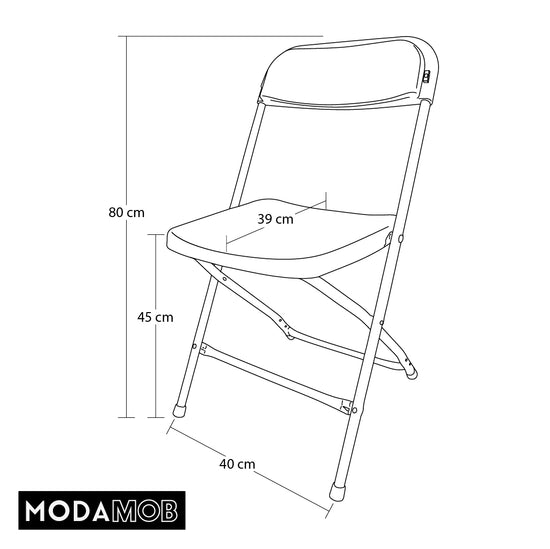 PACK de 10 Sillas plegables MODAMOB RAVEN, negras, Reforzadas, 47 x 45 x 82cm, tubo 19mm, calibre 18, hasta 120kg